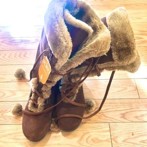 Sporto brown suede and faux fur fashion boots NWT waterproof
